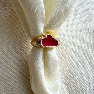 Fashion Cloud Ring Gold Plated Burgundy Adjustable Brand New